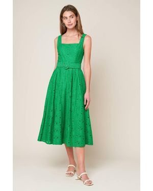 TRUEDAMES Daffodils & Daydreams Woven Lace Midi Dress - Green