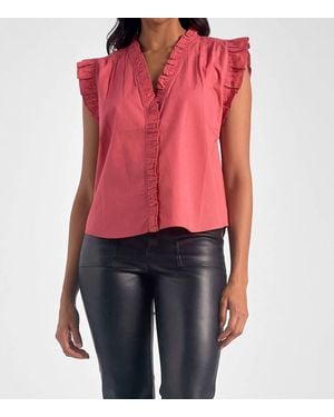 Elan Sleeveless Ruffle Edge Top - Red