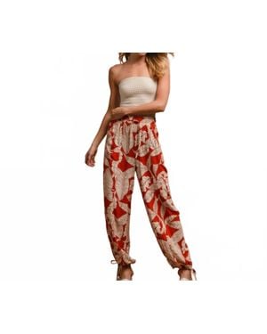 Bibi Woven Printed Balloon Pants With Drawstring - Red