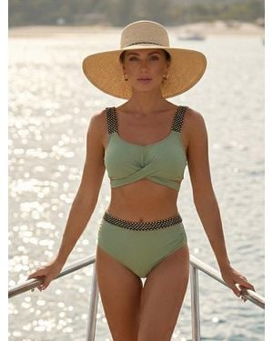 TRUEDAMES Two-Piece Swimsuit High Waist Strappy Bikini Sexy Backless Beach Swimwear - Green