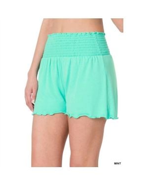 Zenana Smocked Lounge Shorts - Blue