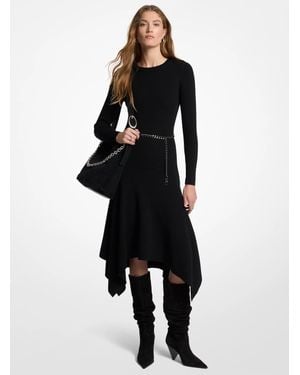 MICHAEL Michael Kors Mk Stretch Wool Handkerchief Dress - Black