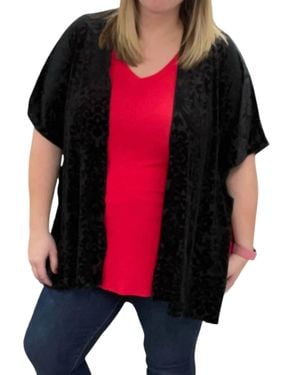 Honeyme Printed Velvet Kimono - Red