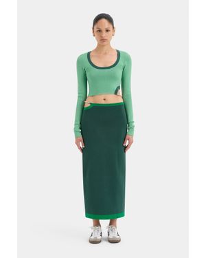 SIR. Salvador Beaded Midi Skirt - Green
