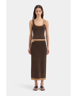 SIR. Salvador Beaded Midi Skirt - Brown