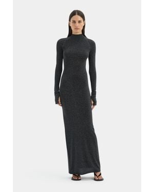 SIR. Chiano Metallic Knit Long Sleeve Dress - Black