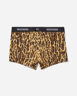 Wacko Maria Men S Leopard Boxer Briefs (type-1) Beige - Metallic