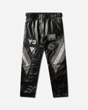 adidas Men S Y-3 X Neighborhood Dainese Leather Racer Trousers - Black