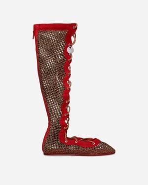 Kiko Kostadinov S Reticella Knee High Boots - Red