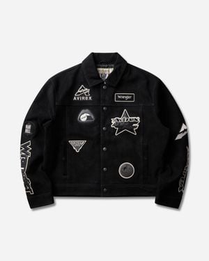 Wrangler Men S Avirex Suede Trucker Jacket - Black
