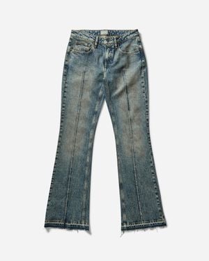 Guess Women S Flare Denim Pants Used Indigo Tint - Blue