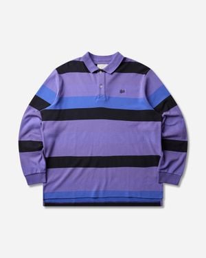 ERL Striped Longsleeve Rugby Polo - Blue