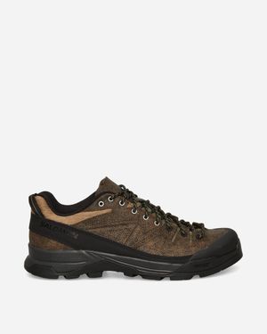 Salomon X-alp Low Distressed Leather Trainers Dark Earth / Black / Deep Lichen Green - Brown