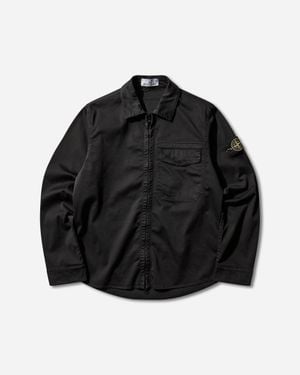Stone Island Stretch Organic Cotton Satin Overshirt - Black