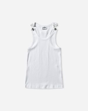 Jean Paul Gaultier Women S Overall Buckles Ribbed Tank Top - White