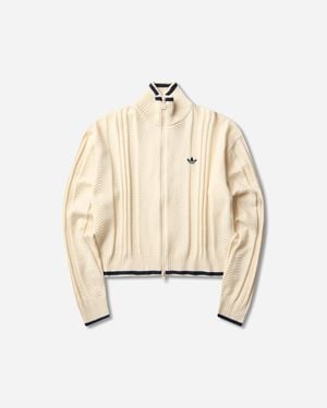 adidas Women S Cable Knit Firebird Track Top Warm Vanilla - Natural