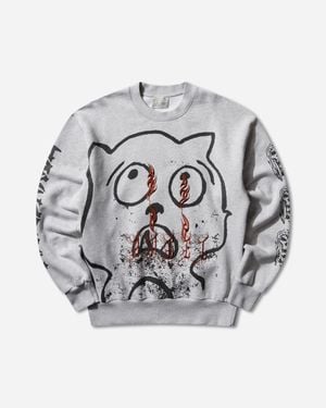 Aries Meowharishi Embroidered Sweatshirt Marl - Grey