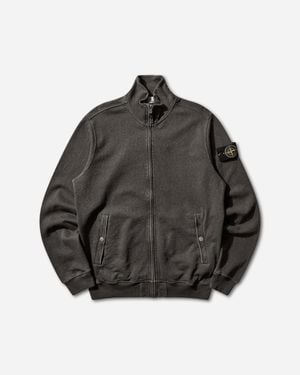 Stone Island Malfilé Cotton Fleece Old Effect Zip-Up Track Jacket Charcoal - Grey