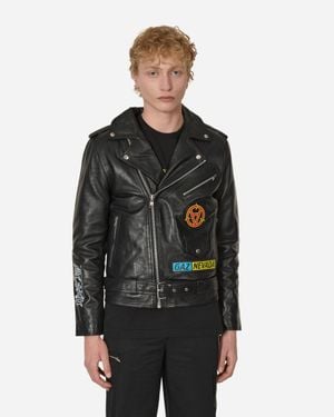 SLAM JAM Gaznevada Leather Jacket - Black