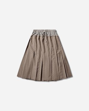 Undercover S Wool Pleated Skirt Check - Brown
