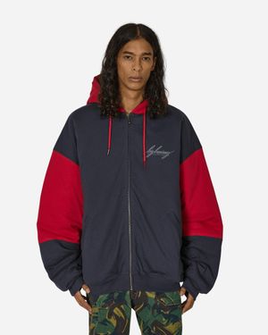 Martine Rose Quilted Zip Up Hoodie - Red