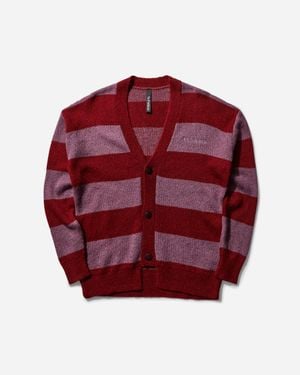 No Problemo Striped Mohair Oversized Cardigan Burgundy - Red