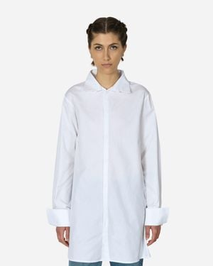 MM6 by Maison Margiela Wide Sleeved Stripy Poplin Shirt Off - White