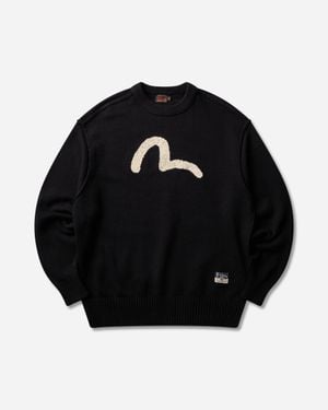 Evisu S Logo Embroidery Knit Pullover - Black