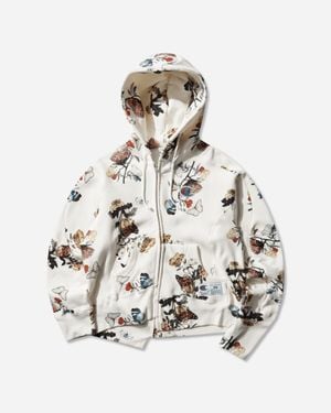 Undercover S Champion All-Over Print Fleece Zip Hoodie Ivory Base - White
