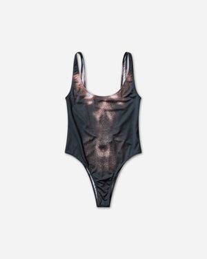 Jean Paul Gaultier Women S Body Dust Swimsuit Black / Bronze - White