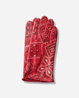 Kapital Leather Cookie Bandana Gloves - Red