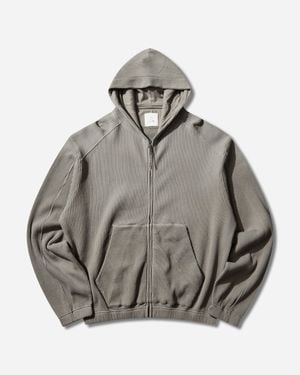 ROA Men S Bee Sun Faded Organic Waffle Zip Up Hoodie - Grey