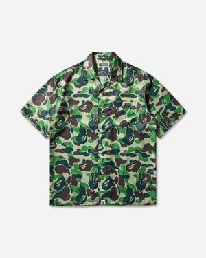 A Bathing Ape Men S Abc Camo Open Collar Shirt - Green