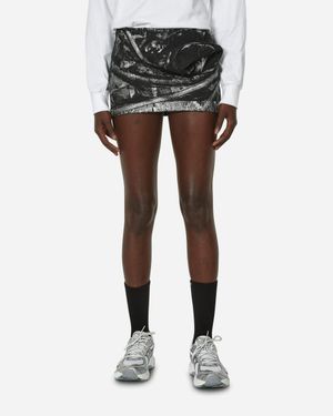 MARRKNULL Floral Crinkled Skirt - Black