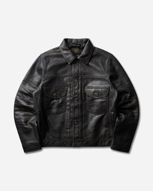 Lee Jeans 101 Leather Cowboy Jacket Chocolate Noir - Black