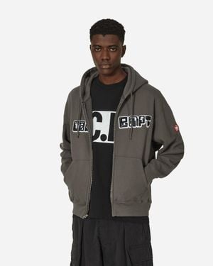 Cav Empt Logo Embroidery Zip Hoodie Charcoal - Black