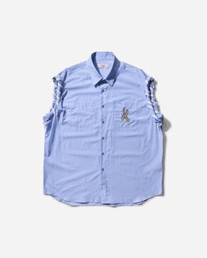 Martine Rose Men S Laced Sleeve Overshirt - Blue