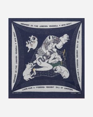 Kapital Fastcolor Selvedge Bandana (Rainskull No No Cry) - Blue