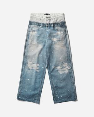 PROJECT G/R S Trompe-L Oeil Denim Trousers - Blue