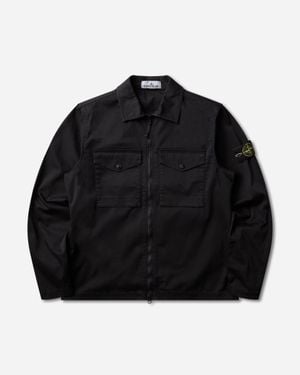 Stone Island Panama Cotton Old Effect Overshirt - Black