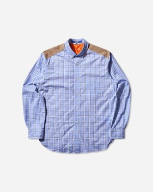Junya Watanabe Men S Check Quilted Shirt Blue - Orange
