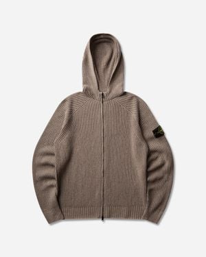 Stone Island Men S Two-tone Vanisé Cashmere Hooded Zip Sweater Biscuit - Brown