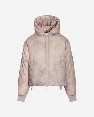 Oamc Peacemaker S Cropped Hood Bomber Jacket Foliage Print - Natural