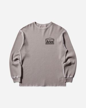 Aries Reversible Temple Waffle Longsleeve T-shirt - Gray