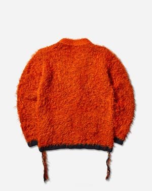Sacai Men S Furry Knit Cardigan - Orange