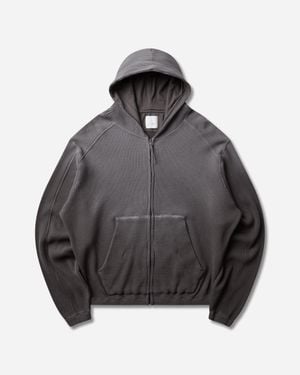 ROA Bee Sun Faded Organic Waffle Zip-Up Hoodie Graphite - Gray