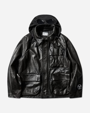 C.P. Company Slam Jam Leather Mille Jacket - Black