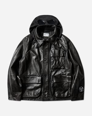 C.P. Company Slam Jam Leather Mille Jacket - Black