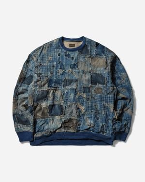 Kapital Men S Boro X Idg 2tones Big Sweatshirt Indigo - Blue