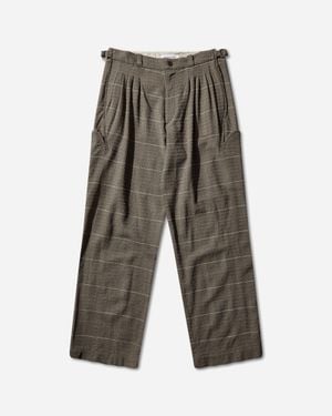 Kiko Kostadinov Men S Andras Formal Trousers Taupe Check - Grey